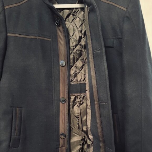 Dewberry Mock Neck Wool Mackintosh Coat Dark Blue size 3XL - Picture 6 of 7